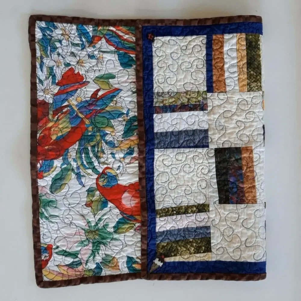 Quilted Parrot Tropical Patchwork Tapestry